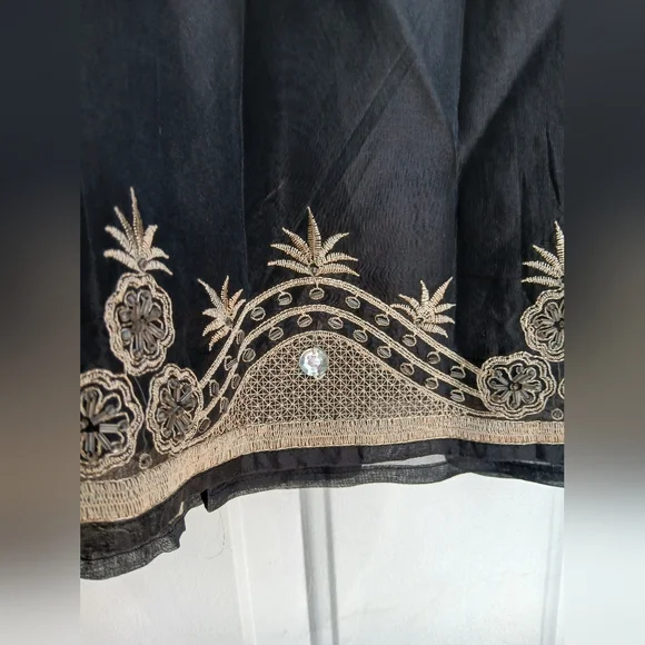 Carole Little 100% silk skirt Black & Gold beads with embroidery Size 6 EUC - Picture 6 of 9